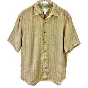 The Territory Ahead Linen Print Short Sleeve Button Down Camp Shirt Men's Size L